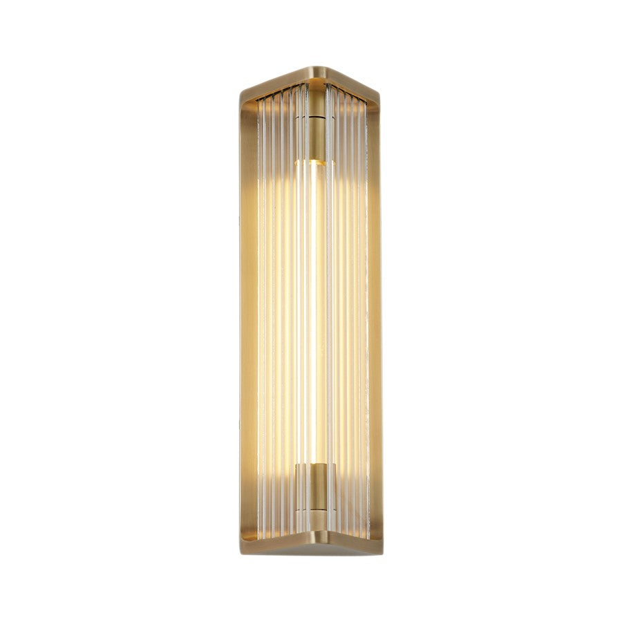 Alora Sabre 12" LED Wall/Vanity, Ribbed/Vintage Brass/Clear - WV339112VBCR