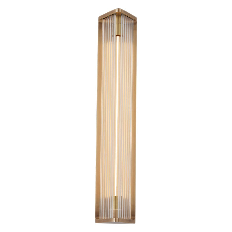 Alora Sabre 23" LED Wall/Vanity, Ribbed/Vintage Brass/Clear - WV339123VBCR