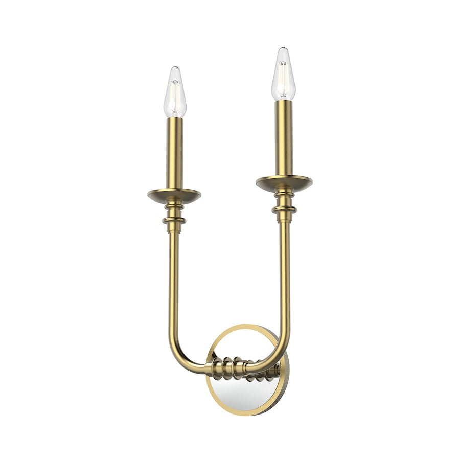 Alora Peabody 2 Light Wall/Vanity, Vintage Brass - WV351502VB