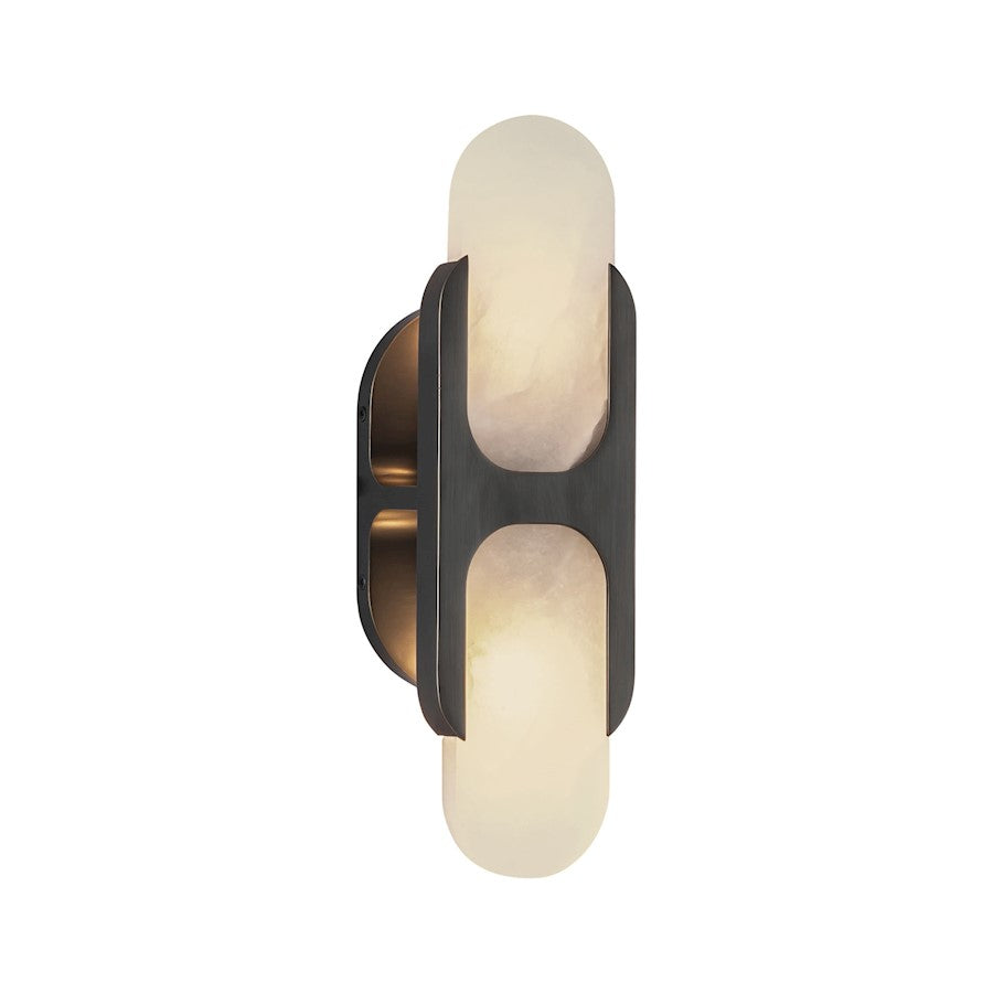 Kuzco Odin 14in 2-Light Vanity Light | Classic Urban Bronze Steel and Alabaster Glass | Bathroom Vanity & Powder Room | Model WV357214UBAR