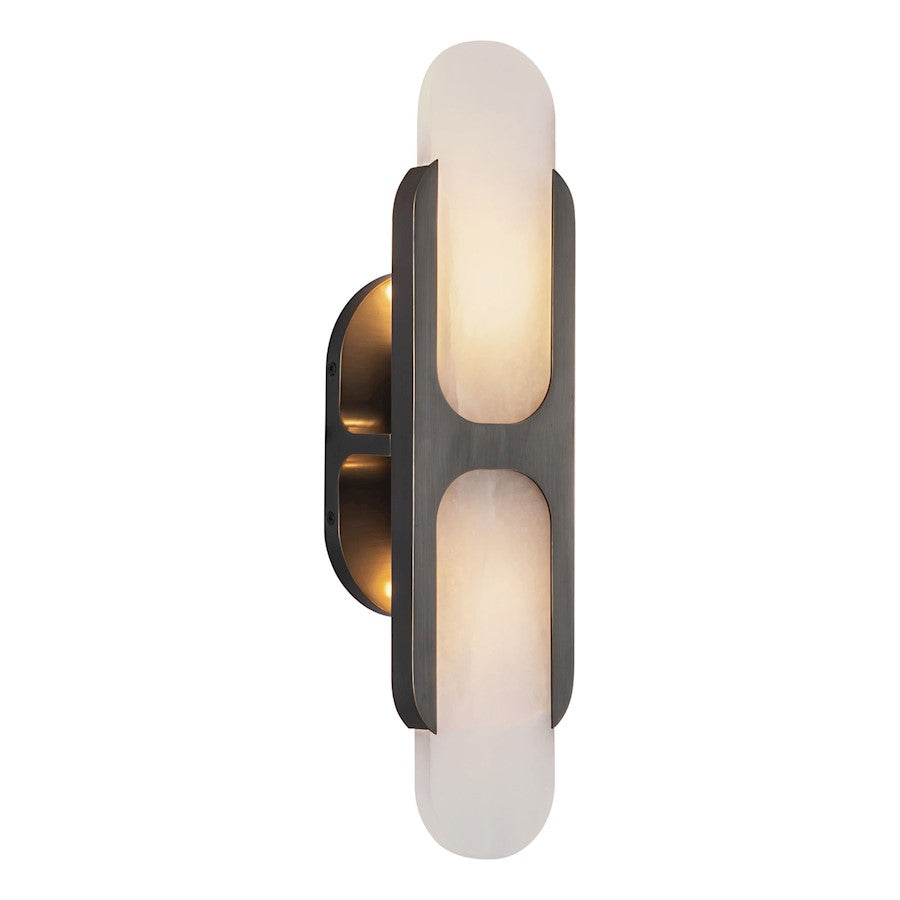 Kuzco Odin 2 17in 2-Light Vanity Light | Urban Bronze and Natural Alabaster | Bathroom & Powder Room | 17 x 4.375 x 3.25 in | Model WV357217UBAR