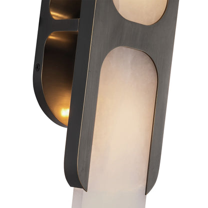 Kuzco Odin 2 17in 2-Light Vanity Light | Urban Bronze and Natural Alabaster | Bathroom & Powder Room | 17 x 4.375 x 3.25 in | Model WV357217UBAR