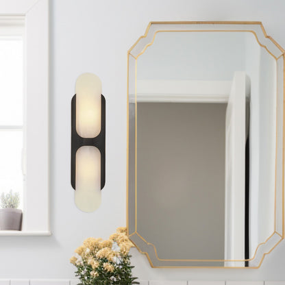 Kuzco Odin 2 17in 2-Light Vanity Light | Urban Bronze and Natural Alabaster | Bathroom & Powder Room | 17 x 4.375 x 3.25 in | Model WV357217UBAR