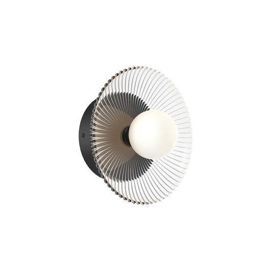 Kuzco Hera 9" LED Wall/Vanity Light, Black/Clear Ribbed Glass - WV417510MBCR-UNV