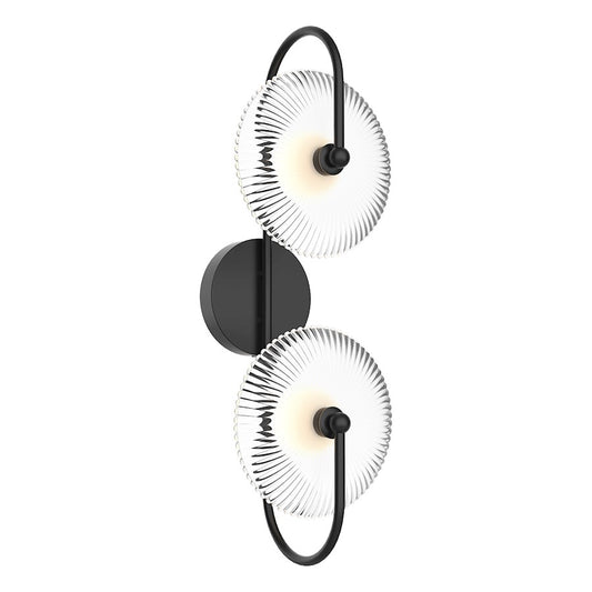 Alora Mood Hera 26" LED Wall/Vanity, Black/Clear Ribbed/Opal Ball - WV417802MBCR