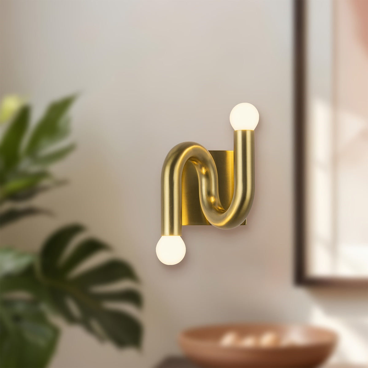 Kuzco Sadie 6in 2-Light Bathroom Vanity Light | Modern Brushed Gold Aluminum and Steel | Bathroom Vanity & Powder Room | Model WV420206BG