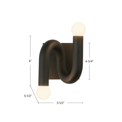 Kuzco Sadie 6in 2-Light Bathroom Vanity Light | Modern Matte Black Aluminum and Steel | Bathroom Vanity & Powder Room | Model WV420206MB