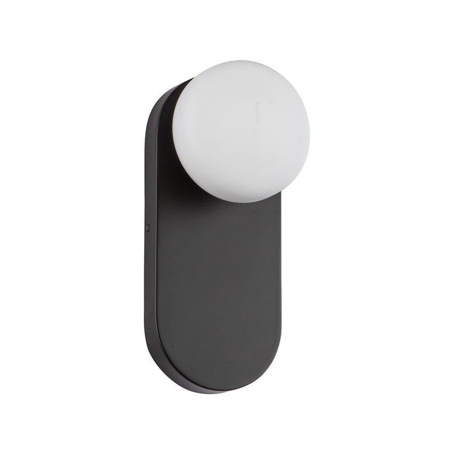 Kuzco Ariel 12" LED Wall/Vanity Light, Black/Opal Glass