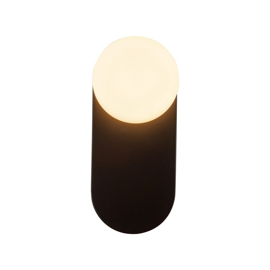 Kuzco Ariel 12" LED Wall/Vanity Light, Black/Opal Glass