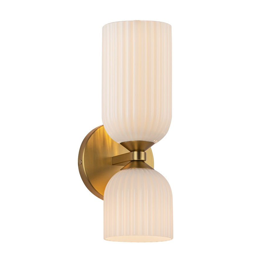 Kuzco Nelly 12" Socket Wall/Vanity Light, Gold/Glossy Opal Glass