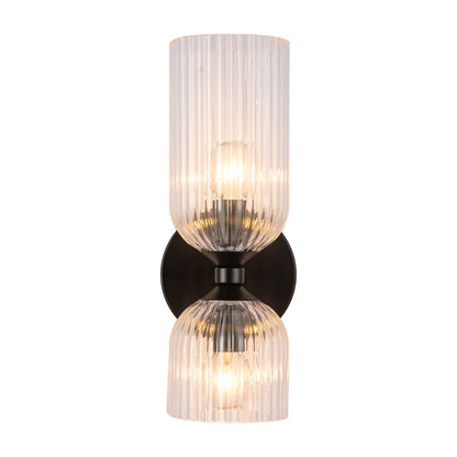 Kuzco Nelly 12" Socket Wall/Vanity Light, Black/Clear Glass - WV442612MBCR