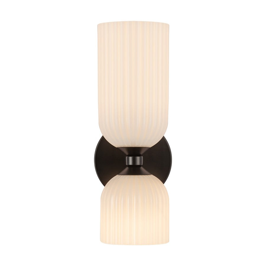 Kuzco Nelly 12" Socket Wall/Vanity Light, Black/Glossy Opal Glass - WV442612MBGR
