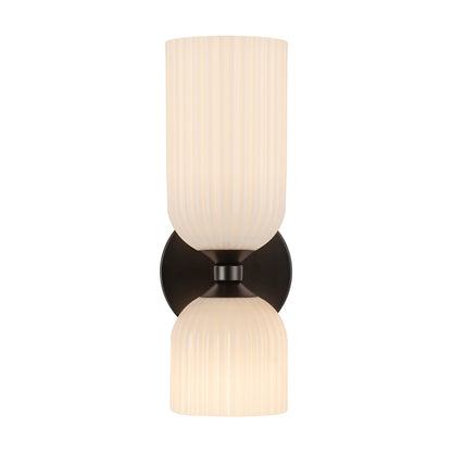 Kuzco Nelly 12" Socket Wall/Vanity Light, Black/Glossy Opal Glass - WV442612MBGR