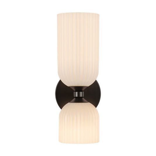 Kuzco Nelly 12" Socket Wall/Vanity Light, Black/Glossy Opal Glass - WV442612MBGR