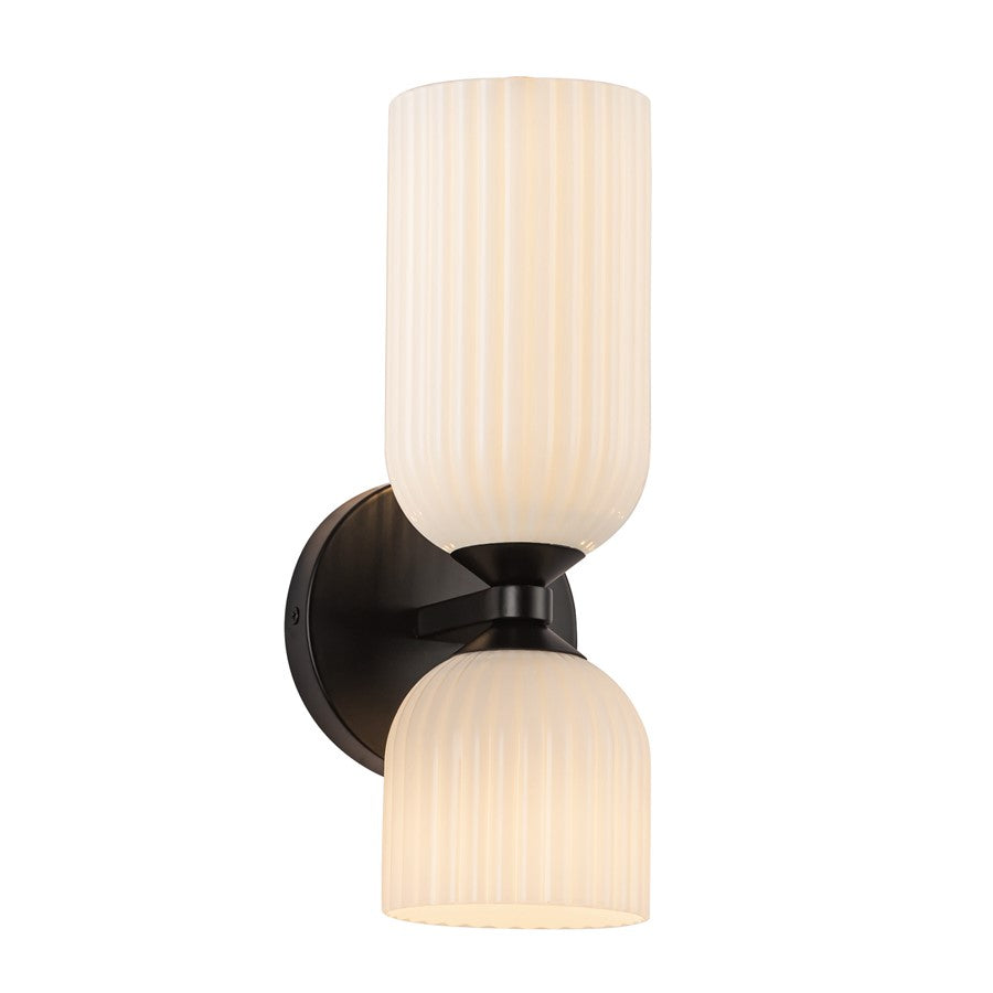 Kuzco Nelly 12" Socket Wall/Vanity Light, Black/Glossy Opal Glass