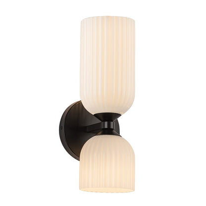 Kuzco Nelly 12" Socket Wall/Vanity Light, Black/Glossy Opal Glass