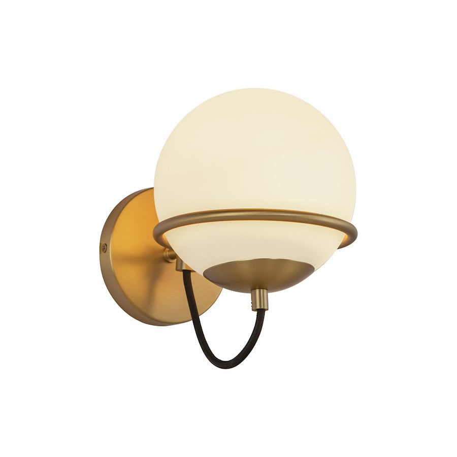 Alora Mood Alba 1 Light 7" Wall Vanity, Aged Brass/Opal/Opal - WV458107AGOP