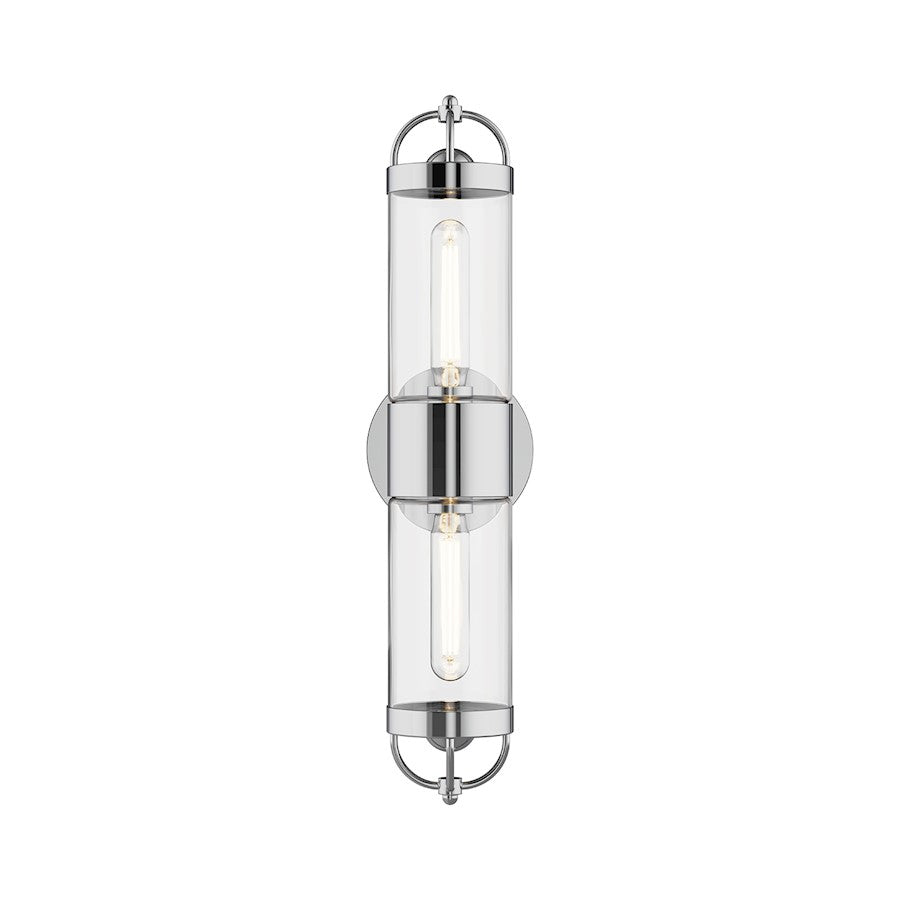 Alora Mood Lancaster 2 Light 5" Wall/Vanity, Chrome/Clear - WV461102CH