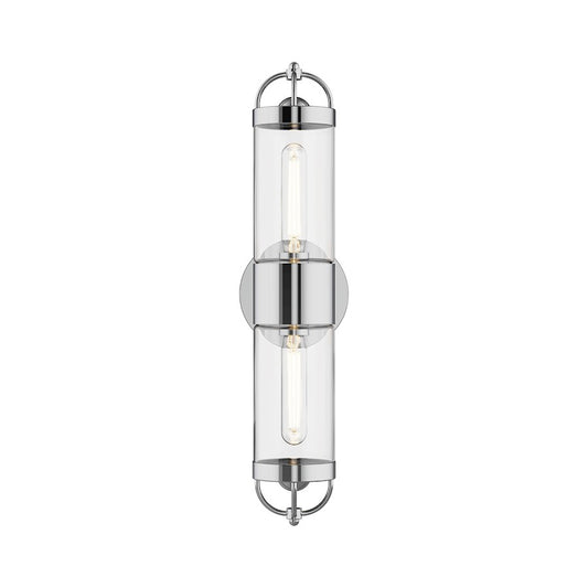 Alora Mood Lancaster 2 Light 5" Wall/Vanity, Chrome/Clear - WV461102CH