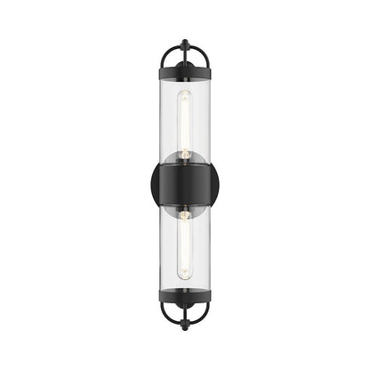 Alora Mood Lancaster 2 Light 5" Wall/Vanity, Matte Black/Clear - WV461102MB
