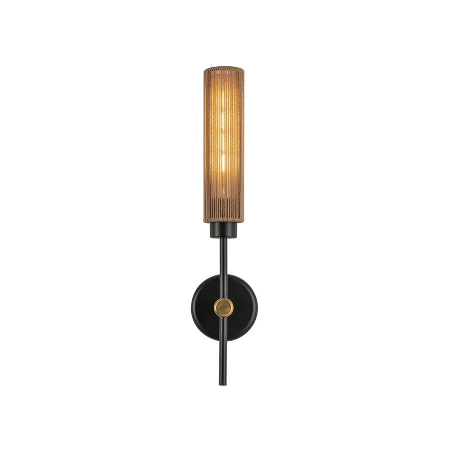 Kuzco Colby 20" Socket Wall/Vanity Light, Black/Tan Jute/Cotton