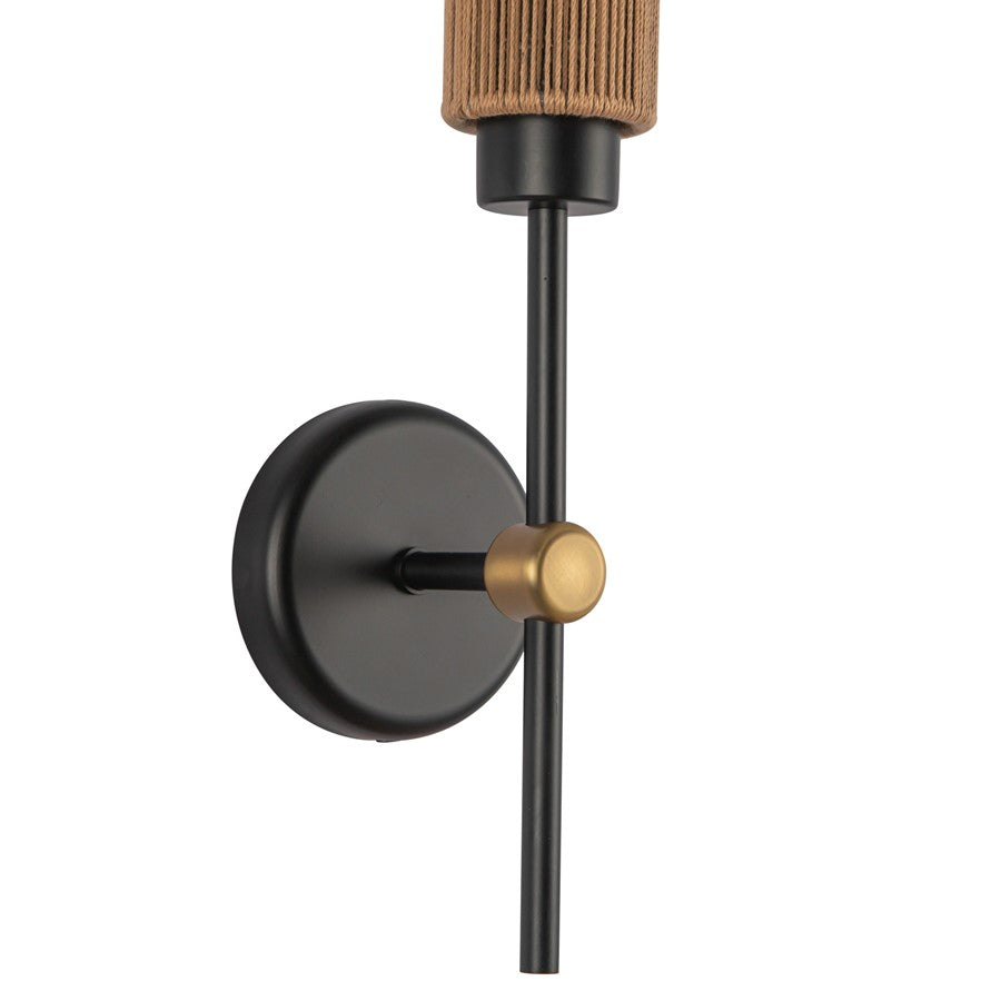 Kuzco Colby 20" Socket Wall/Vanity Light, Black/Tan Jute/Cotton