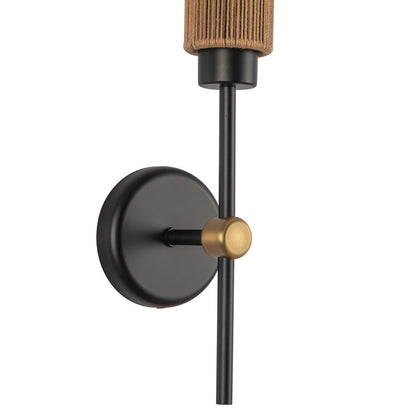 Kuzco Colby 20" Socket Wall/Vanity Light, Black/Tan Jute/Cotton