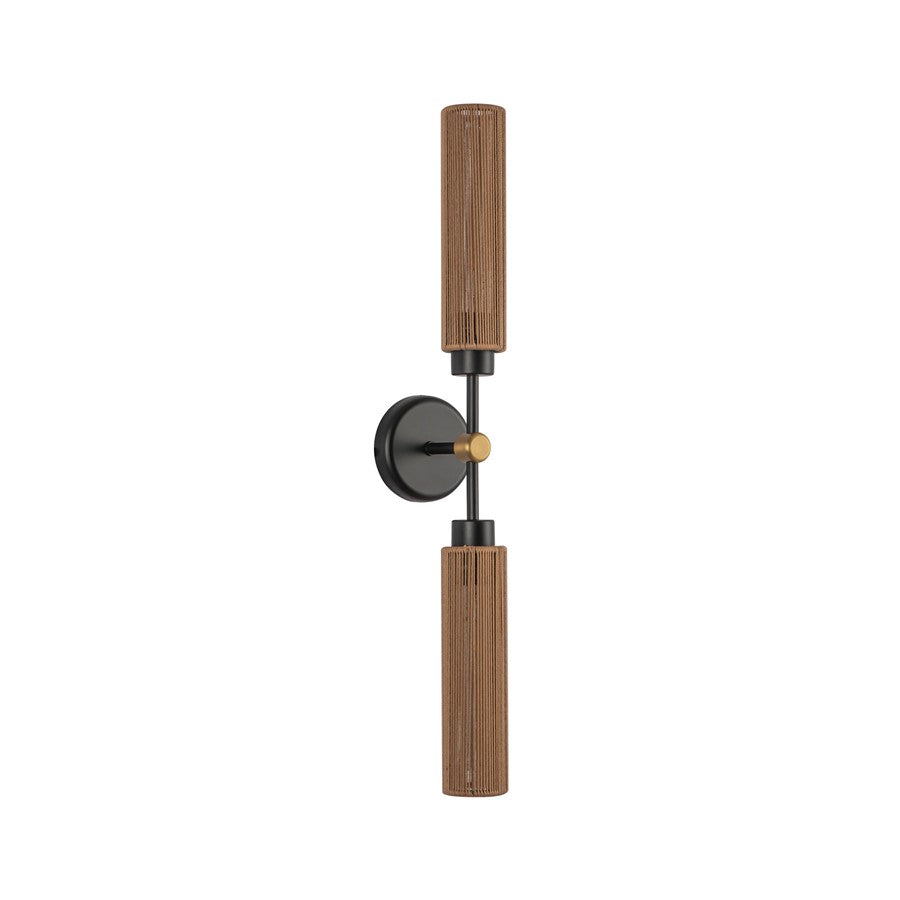 Kuzco Colby 23" Socket Wall/Vanity Light, Black/Tan Jute/Cotton