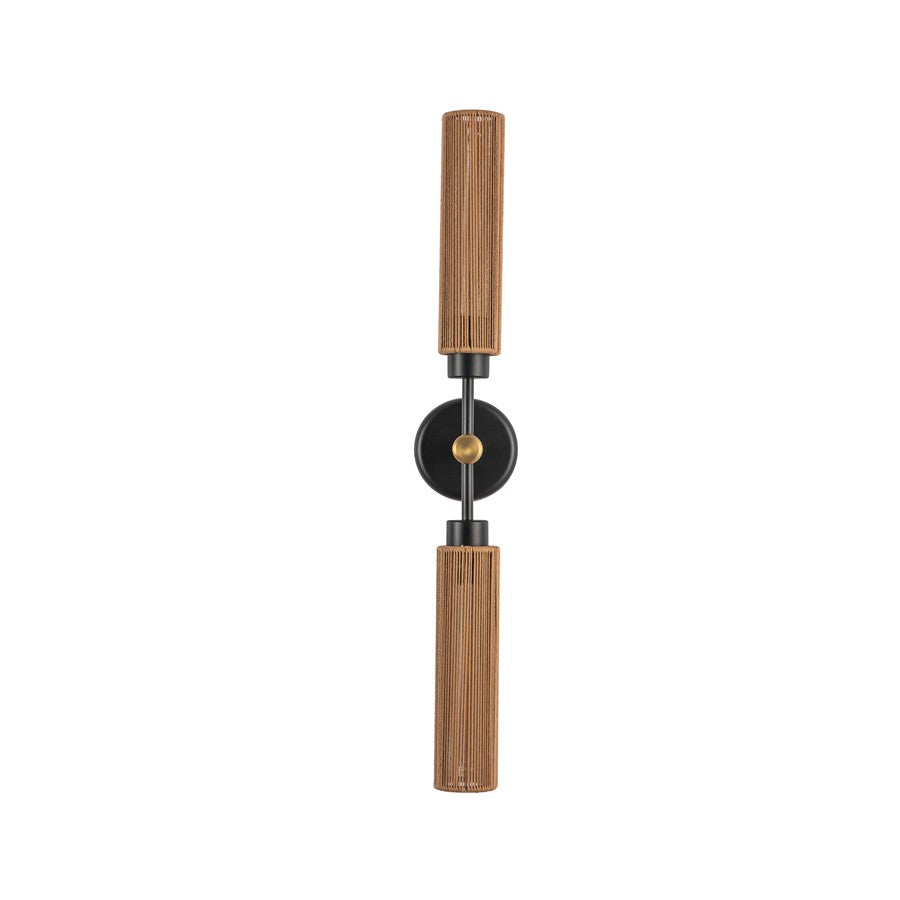 Kuzco Colby 23" Socket Wall/Vanity Light, Black/Tan Jute/Cotton