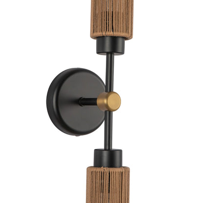 Kuzco Colby 23" Socket Wall/Vanity Light, Black/Tan Jute/Cotton