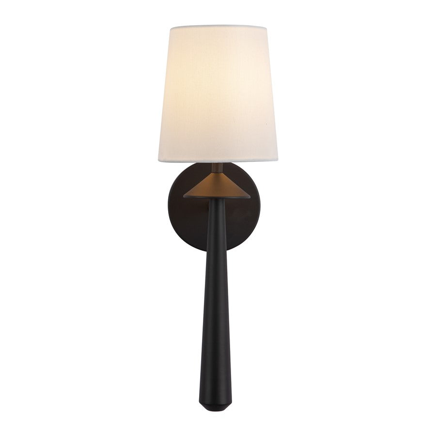Kuzco Bridgette 16" Socket Wall/Vanity Light, Black/White Linen - WV497106MBWL