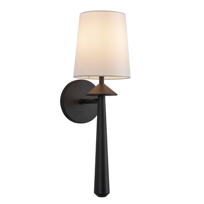 Kuzco Bridgette 16" Socket Wall/Vanity Light, Black/White Linen