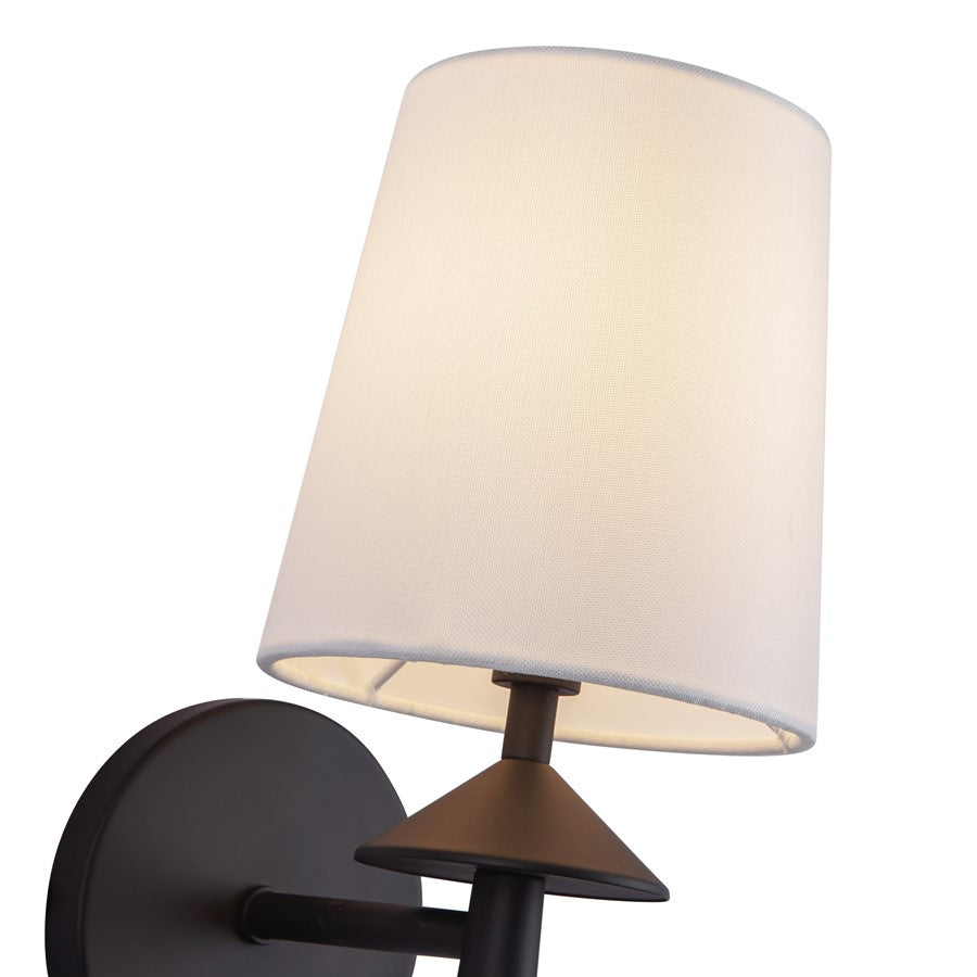 Kuzco Bridgette 16" Socket Wall/Vanity Light, Black/White Linen