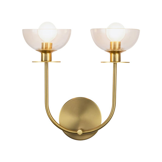 Alora Mood Sylvia 2 Light 12" Wall Vanity, Gold/Clear/Clear - WV515212BGCL