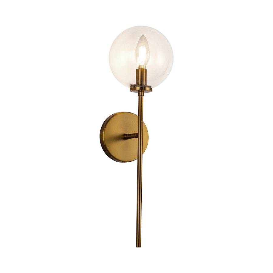 Alora Mood Cassia 1 Light 1 Head Wall Vanity, Brass/Clear/Clear - WV549101AGCL