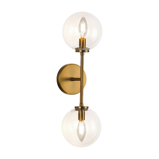 Alora Mood Cassia 2 Light 20" Wall Vanity, Aged Brass/Clear/Clear - WV549220AGCL
