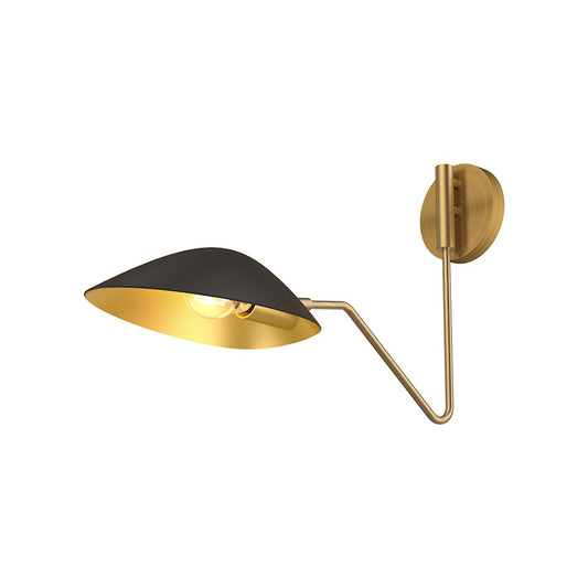 Alora Mood Oscar 1 Light 6" Wall/Vanity, Aged Gold/Matte Black - WV550006MBAG