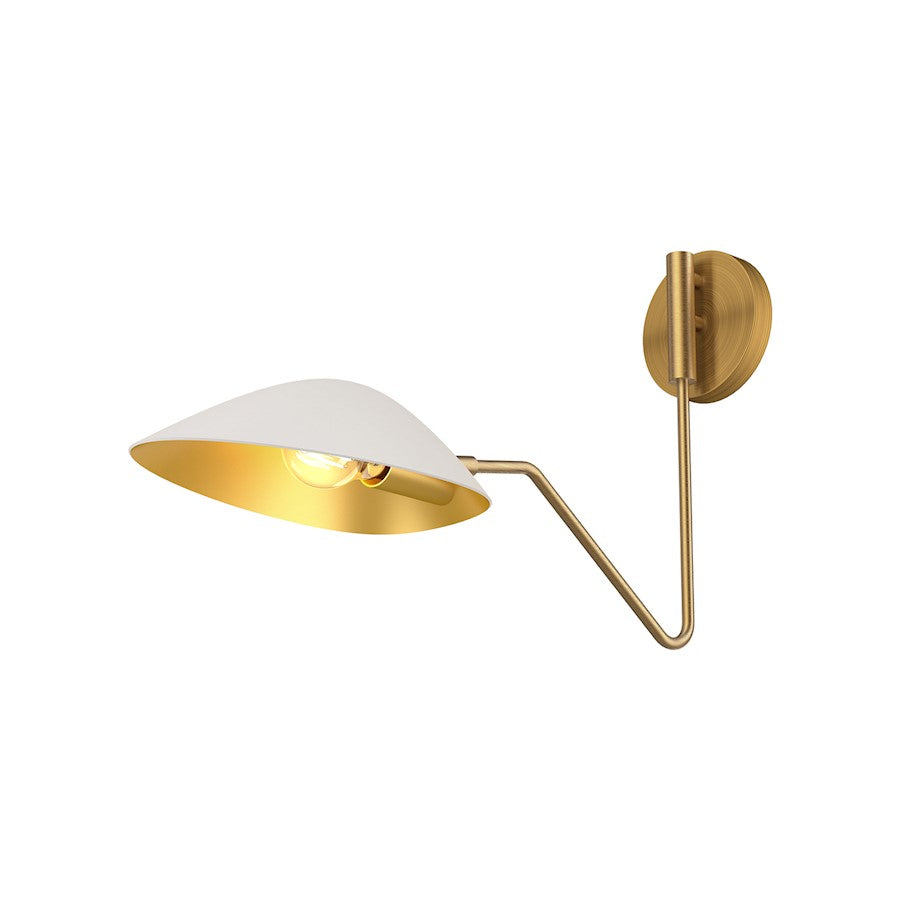 Alora Mood Oscar 1 Light 6" Wall/Vanity, Aged Gold/White - WV550006WHAG