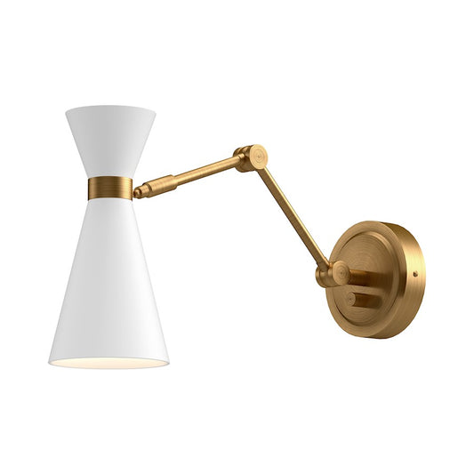 Alora Mood Blake 1 Light 5" Wall/Vanity, Aged Gold/White - WV574524WHAG