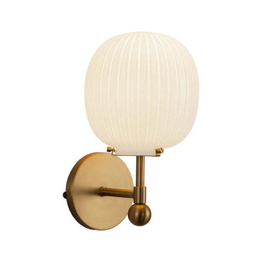 Kuzco Cherise 7" Socket Wall/Vanity Light, Gold/Glossy Opal Glass - WV579107BGGR