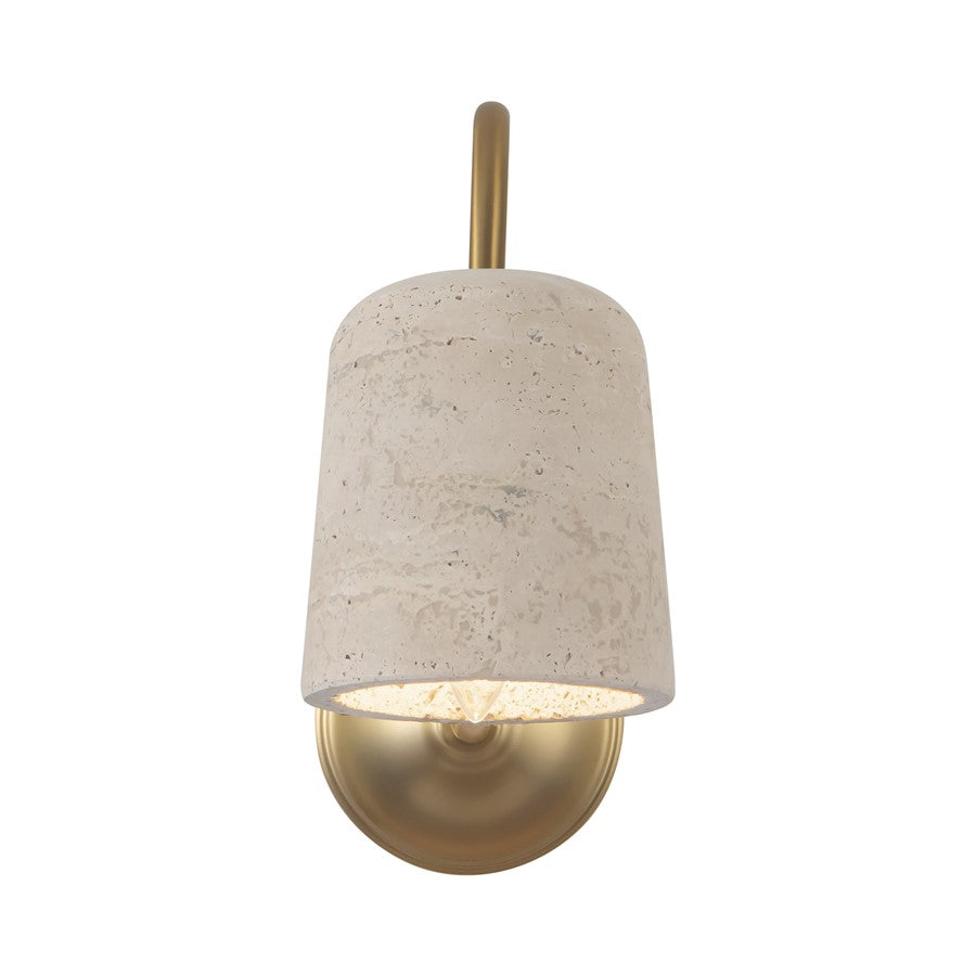Kuzco Bromley 5" Gold Bathroom Vanity, Brushed Gold/Travertine