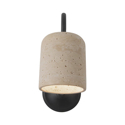 Kuzco Bromley 5" Black Bathroom Vanity Light, Matte Black/Travertine