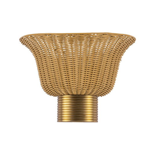 Kuzco Rancho 14" Socket Wall/Vanity Light, Gold/Rattan Shade - WV667014BG