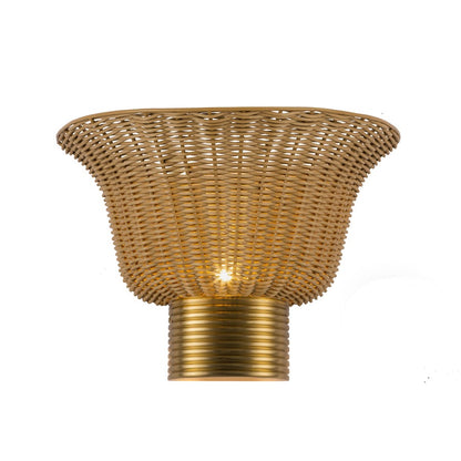 Kuzco Rancho 14" Socket Wall/Vanity Light, Gold/Rattan Shade