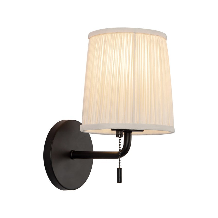 Kuzco Scout 10" Black Bathroom Vanity Light, Matte Black/White Linen