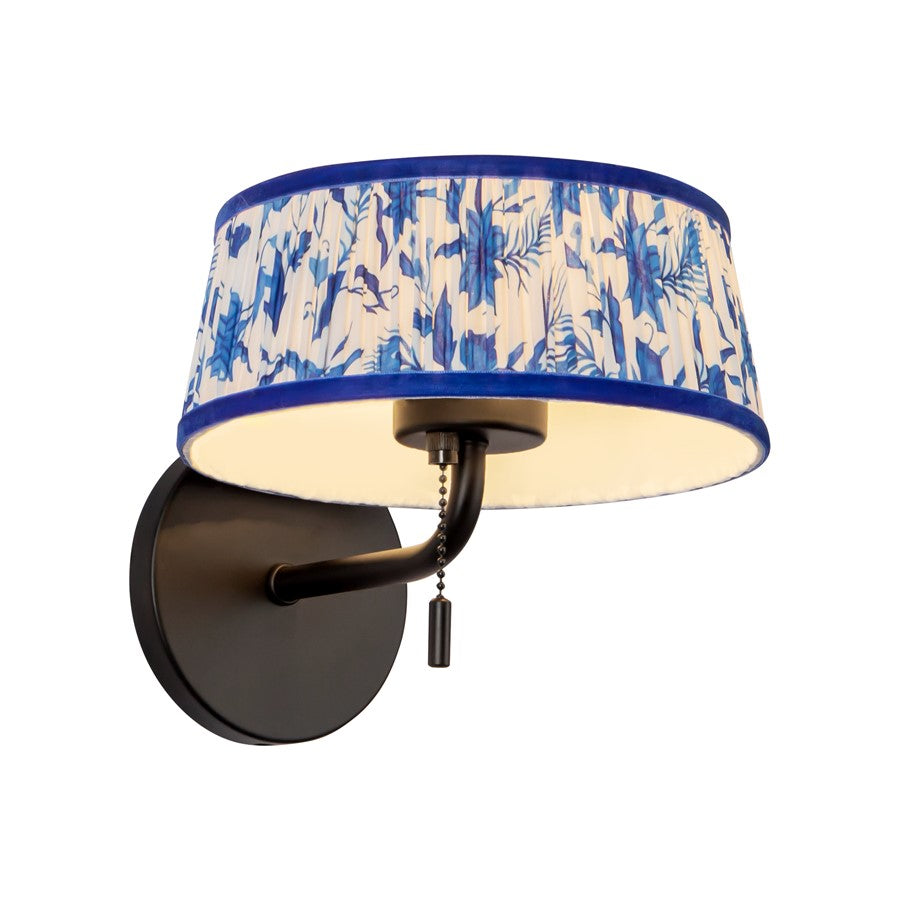 Kuzco Scout 7" Black Bathroom Vanity Light, Matte Black/Blue Linen