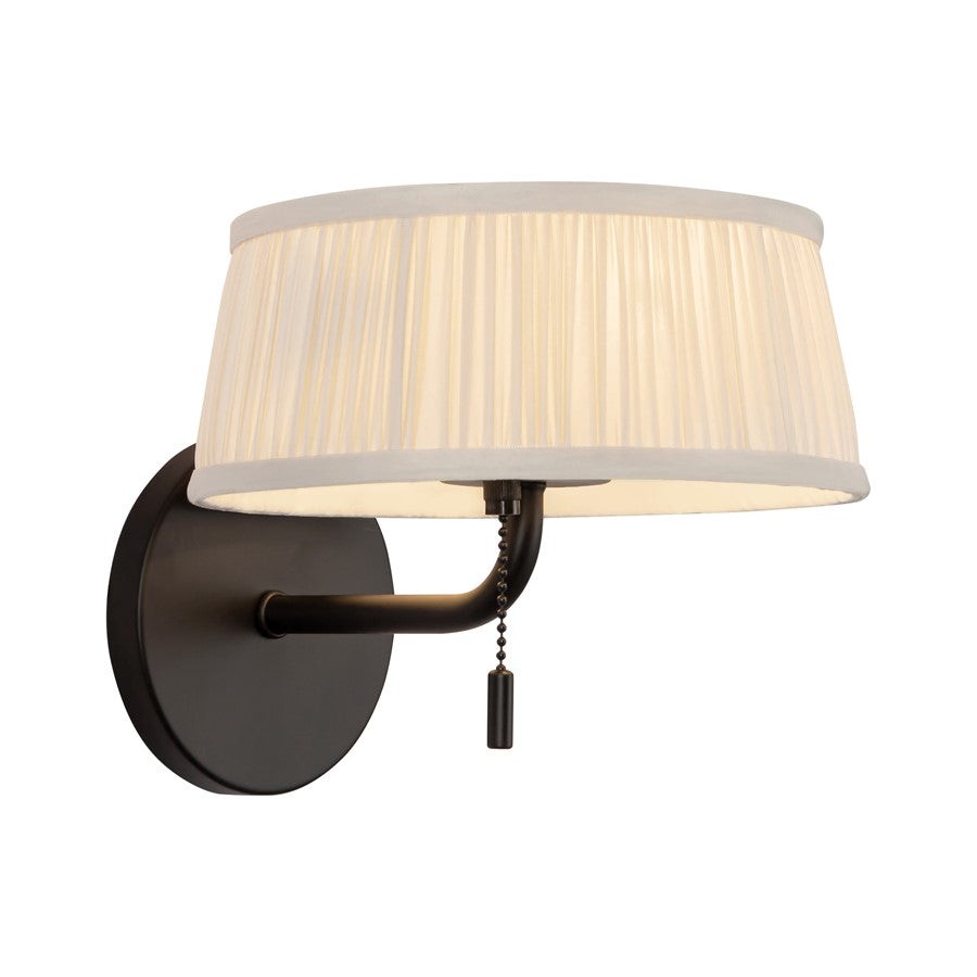 Kuzco Scout 7" Blk Bathroom Vanity Light, Matte Blk/White Linen - WV675208MBWL