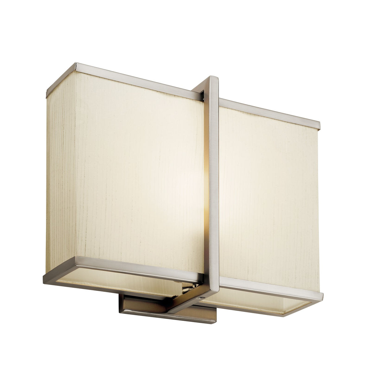 Kichler 12in 1-Light Wall Sconce | Satin Nickel and Natural Linen White Acrylic | Hallway & Bedroom | 12 x 10 in | Model 10421SNLED