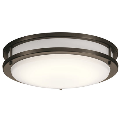 Kichler Avon 14in LED Flush Mount | Transitional Olde Bronze | Hallway & Bedroom Ceiling Light | 1280 Lumens 3000K Dimmable | Model 10769OZLED