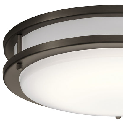 Kichler Avon 14in LED Flush Mount | Transitional Olde Bronze | Hallway & Bedroom Ceiling Light | 1280 Lumens 3000K Dimmable | Model 10769OZLED